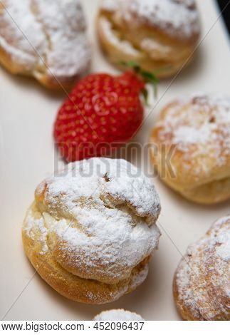Dessert, Pastry, Cream Puff With Whipped Cream, High Quality Photo