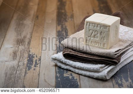 Marseille, France On December 10, 2020, Marseille Soap Natural, Multicolor Soaps Handmade With Organ