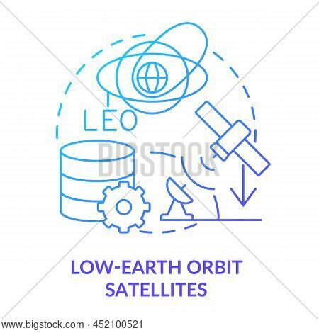 Low-earth Orbit Satellites Blue Gradient Concept Icon. Telecommunication System. Spacetech Trend Abs