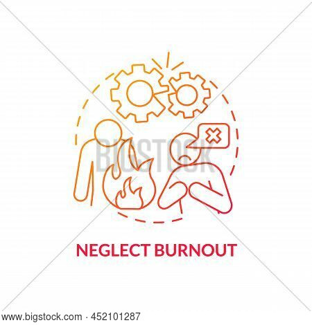 Neglect Burnout Red Gradient Concept Icon. Feeling Incompetent And Helpless. Type Of Burnout Abstrac