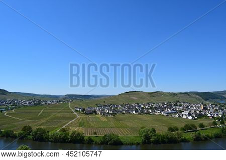 Trittenheim Inside The Moselle Curve With Summer Vineyards All Around
