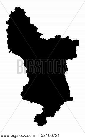 Derbyshire County, Silhouette Map Isolated On White Background, England