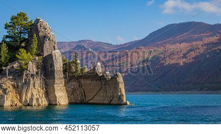 Stone Cliffs At Oymapinar Dam In Green Canyon In Turkey