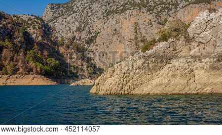 Stone Cliffs At Oymapinar Dam In Green Canyon In Turkey