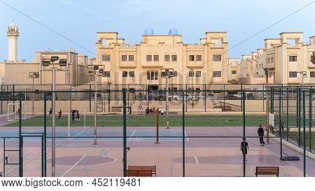 Doha, Qatar- March 03,2022: Kids Playing In The Play Area At A Compound