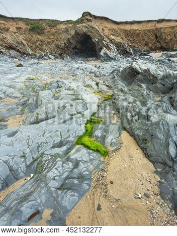 Artistic Abstract Smooth Rock Surfaces At Dollar Cove,gunwalloe, Helston,cornwall,england,uk.