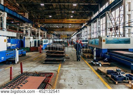 Metalworking Factory Production Line. Interior Of The Worksop
