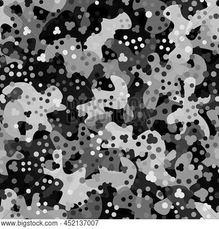 Military And Hunting Camouflage Grayscale Flecktarn Seamless Pattern