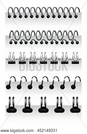 Notebook Spirals, Wire Steel Ring Bindings And Springs For Diary. Spiral Binder Or Ringed For Paper 