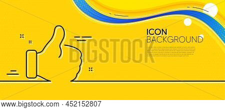 Like Line Icon. Abstract Yellow Background. Thumbs Up Sign. Positive Feedback, Social Media Symbol. 