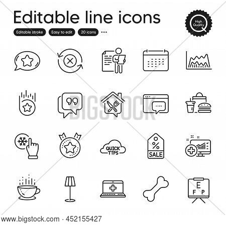 Set Of Business Outline Icons. Contains Icons As Medical Help, Seo Message And Calendar Elements. Tr