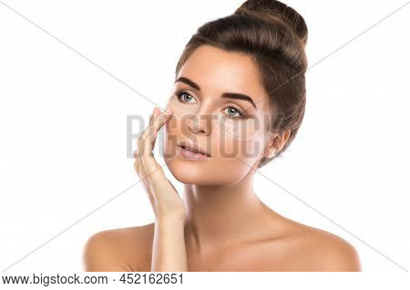 Woman With Collagen Pads Under Her Eyes