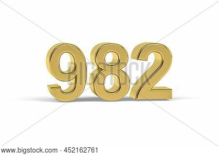 Golden 3d Number 982 - Year 982 Isolated On White Background - 3d Render