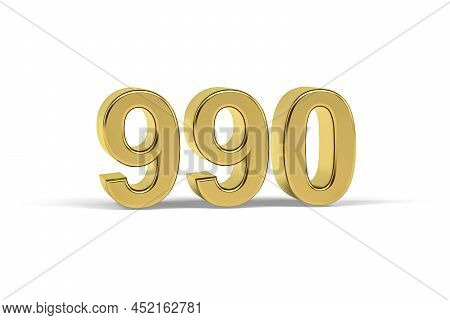 Golden 3d Number 990 - Year 990 Isolated On White Background - 3d Render