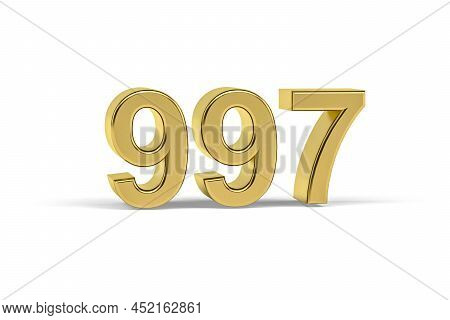 Golden 3d Number 997 - Year 997 Isolated On White Background - 3d Render