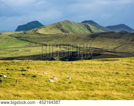 Scenic View From Storhofdi Lookout At The Southernmost End Of Heimaey Island - Westman Islands, Icel