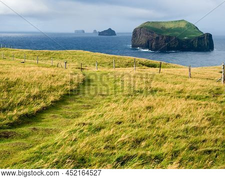 Scenic View From Storhofdi Lookout At The Southernmost End Of Heimaey Island - Westman Islands, Icel