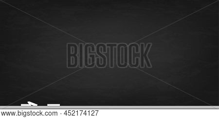 Blackboard School Blank Background. Black Chalkboard Grunge Surface. Classroom Board Empty Illustrat