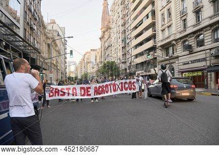 Capital Federal, Buenos Aires, Argentina; Nov 11, 2021: Environmental Protest, People Marching Again