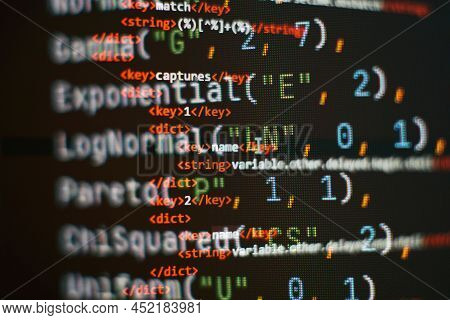 Programming Code Screen Of Software Developer. Software Programming Work Time.