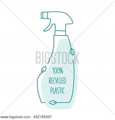 Recycled Plastic Cleaning Bottle And Garbage Recycling Icon Concept Of Waste Sorting. Editable Strok
