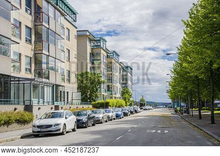Kuopio, Finland / July 6 2020: View Of The Kauppakatu Street In Summer