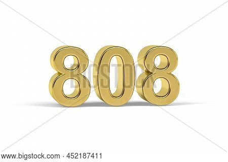 Golden 3d Number 808 - Year 808 Isolated On White Background - 3d Render