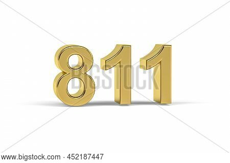 Golden 3d Number 811 - Year 811 Isolated On White Background - 3d Render