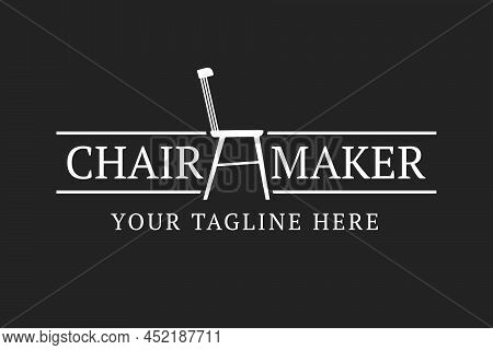 Chair Maker Logo Template. Simple One Color Emblem With A Chair. Stock Vector Illustration For Woodw