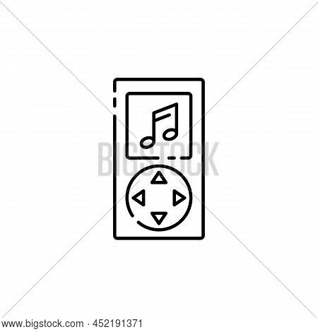 Musicplayer Line Icon. Cell Phone Sound Linear Style Sign For Mobile Concept And Web Design. Smartph
