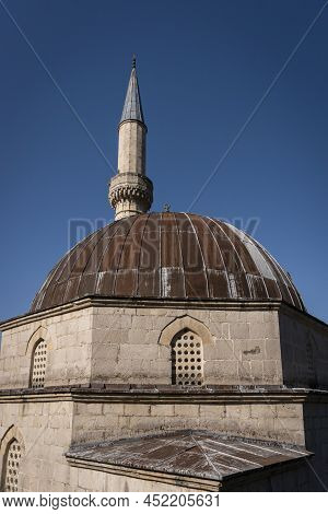 Domed Roof And Minaret Of The Mosque In Pocitelj Medieval Village In The Capljina Municipality In Bo