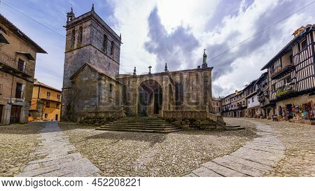 Medieval Stone Church In The Old Square Of The Mountain Village Of La Alberca, Salamanca.