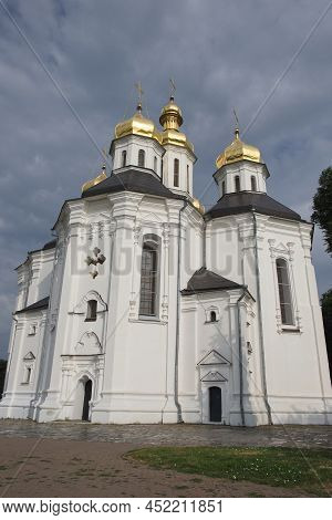 Ancient Ukrainian Orthodox Church. Ukrainian Baroque Architecture. Catherine's Church Is A Functioni