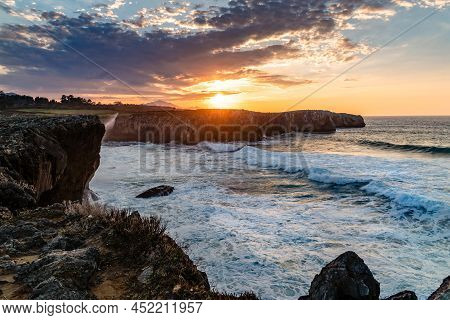 Cliffs At Bufones Of Pria In The Cantabrian Sea, Asturias