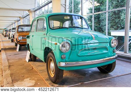 Moscow, Russia - August 19, 2014: Classic Minicar Zaz 965 Zaporozhets At The Automotive Industry Exh