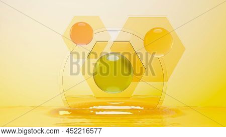 3d Render Of Simple Chemical Bond In Side Cell Or Molecules. The Associated Of Atoms, Ions, Bond And