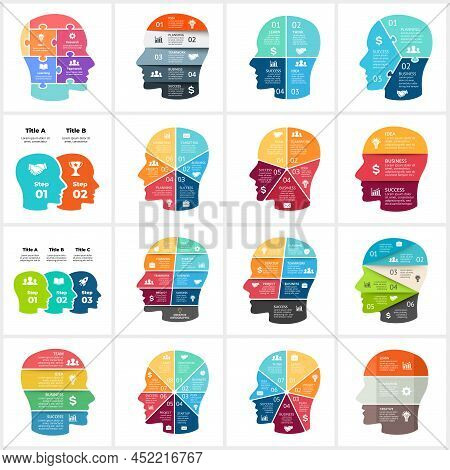 Human Head Puzzle Infographic. Generating New Ideas. Educational Concept. Vector Slide Template. Cre