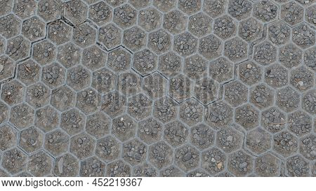 Plastic And Gravel Hardstanding Over Grass With Hexagonal Design - Image