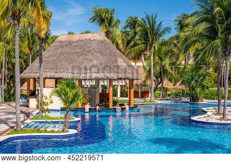 Tulum, Mexico - March 25, 2022: View Of Swimming Pools At The Bahia Principe Grand Coba In The Rivie