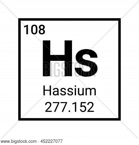 Hassium Periodic Table Chemical Element. Mendeleev Table Hassium Atom Sign