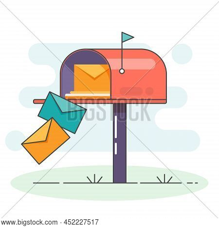 Mail Box Vector Icon. Post Mailbox Letter Illustration. Letterbox Flat Delivery Icon