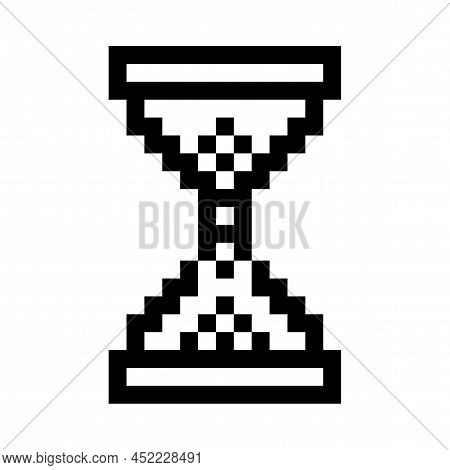 Icon With Pixel Hourglass. Countdown Concept. Vector Illustration. Stock Image.