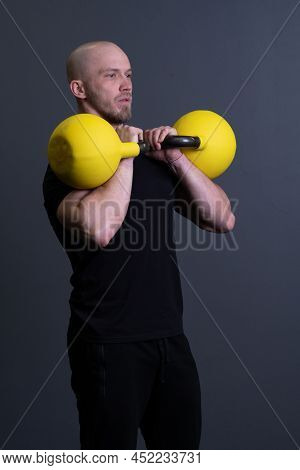 Guy With A Yellow Kettlebell Gym Anonymous Young Male, From Motivation Effort From Men From Rubber W