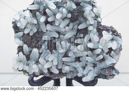 Calcite Celadonite. Structure Of A Calcite Minaral. Close-up, Texture