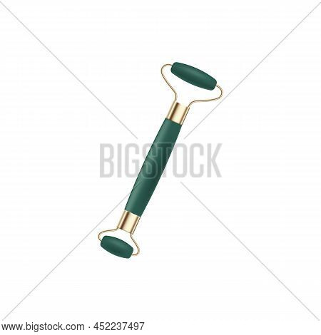 Jade Stone Massage Face Roller Mockup Realistic Vector Illustration Isolated.