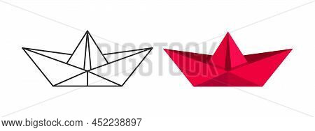 Paper Boat. Folded Paper Boat Icons In Flat Design. Vector Illustration