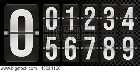 Set Of Number On Scoreboard Of Day, Hour, Minute And Second. Mechanical Time Remaining Count Down Fl