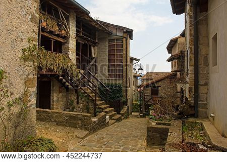 Historic Residential Buildings In Poffabro, A Medieval Village In The Val Colvera Valley In Pordenon