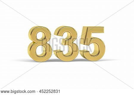Golden 3d Number 835 - Year 835 Isolated On White Background - 3d Render