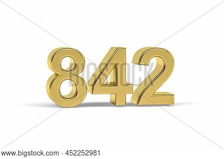 Golden 3d Number 842 - Year 842 Isolated On White Background - 3d Render